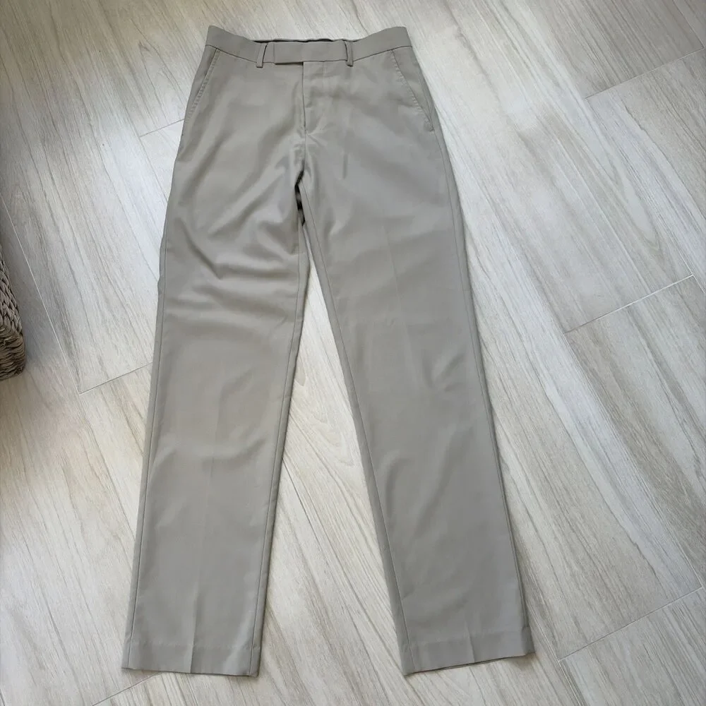 Slim Flex Men’s Chino Pants Tapered Flat Front  29x32 Khaki  Stretch Dress